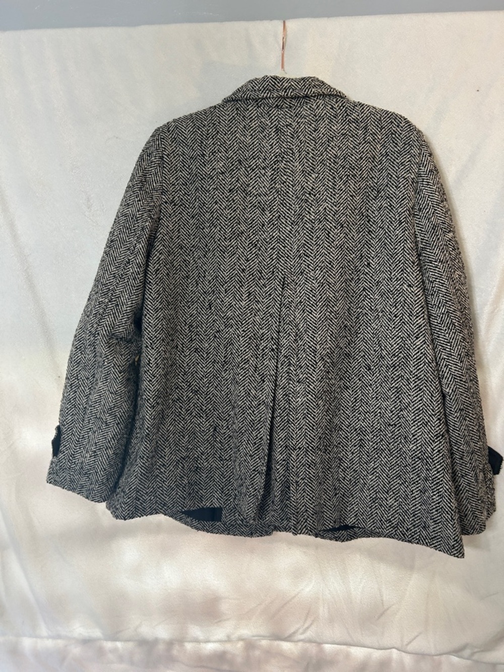I.B Diffusion Women’s Vintage Black & White Herringbone Wool-Blend Peacoat-Large - Picture 6 of 12